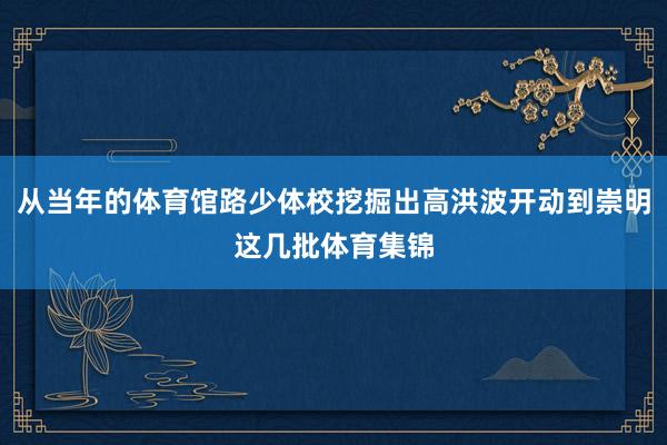 从当年的体育馆路少体校挖掘出高洪波开动到崇明这几批体育集锦