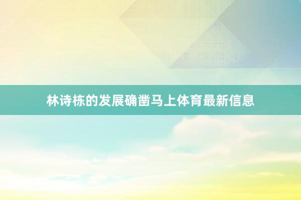 林诗栋的发展确凿马上体育最新信息