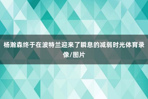 杨瀚森终于在波特兰迎来了瞬息的减弱时光体育录像/图片