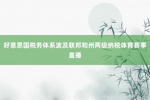 好意思国税务体系波及联邦和州两级纳税体育赛事直播