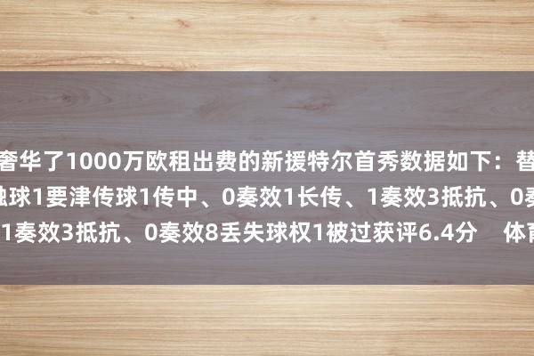 奢华了1000万欧租出费的新援特尔首秀数据如下：替补出场45分钟0射门18触球1要津传球1传中、0奏效1长传、1奏效3抵抗、0奏效8丢失球权1被过获评6.4分    体育最新信息