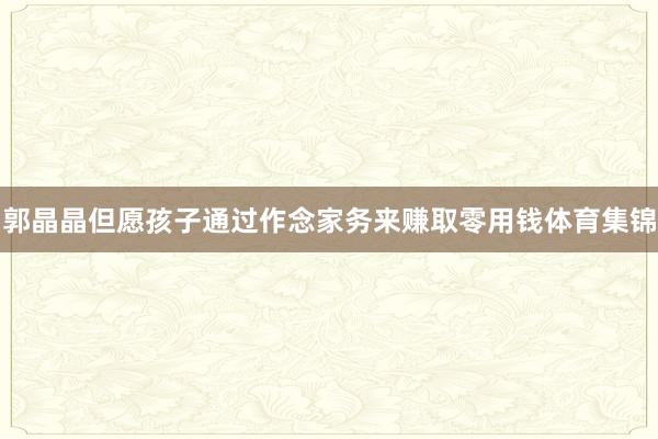 郭晶晶但愿孩子通过作念家务来赚取零用钱体育集锦